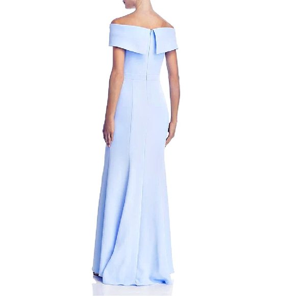 Aqua Blue Off the Shoulder Gown w/ Front Split 6 - Picture 2 of 2
